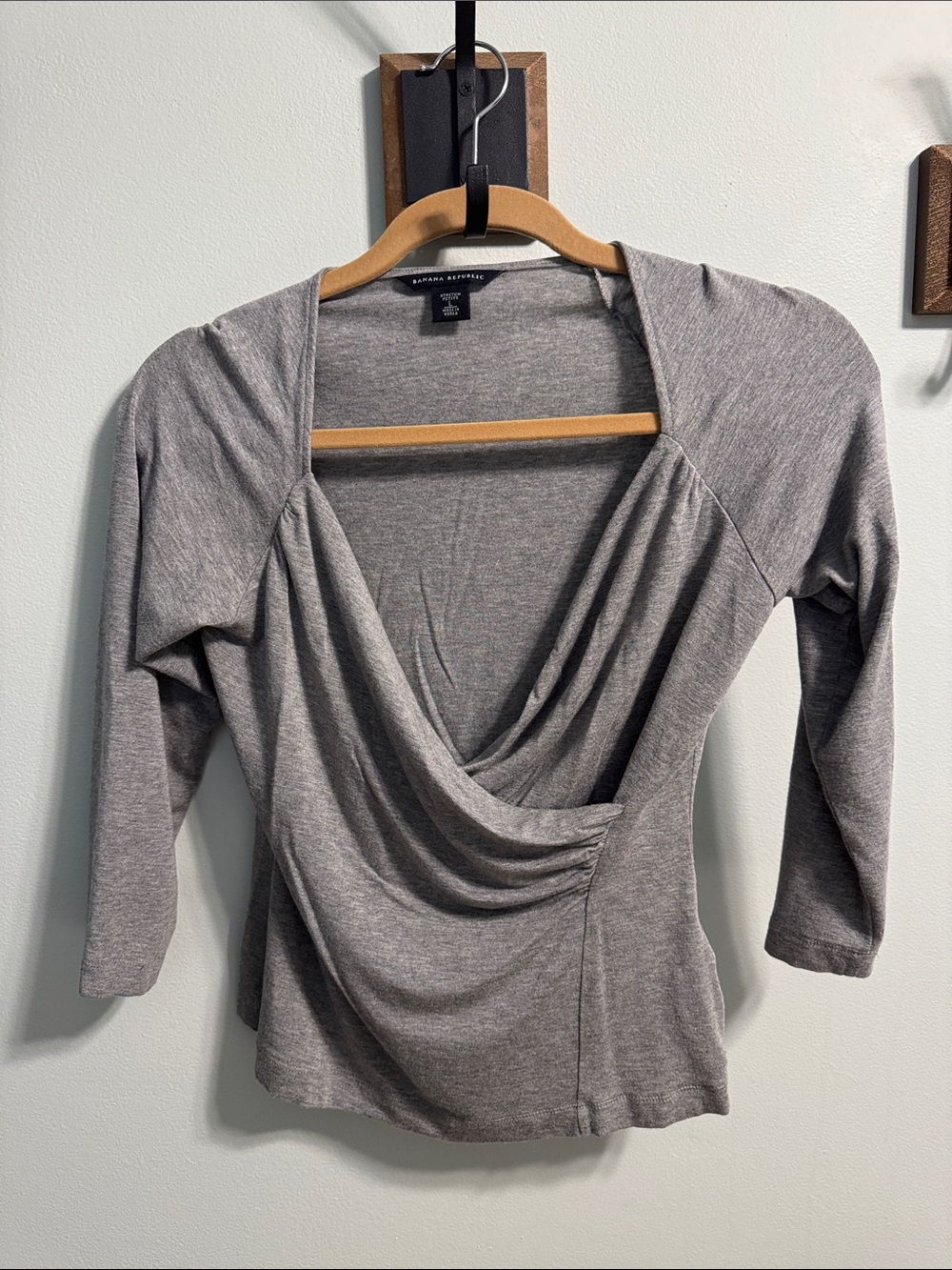 Banana Republic Gray Draped Wrap-Front Women's Top